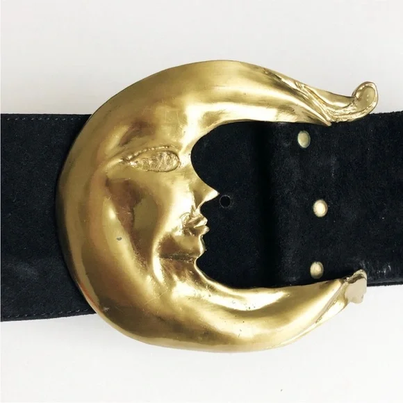 Black Belt with Gold Moon Buckle - Picture 7 of 8